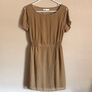 Polka dot cold shoulder dress